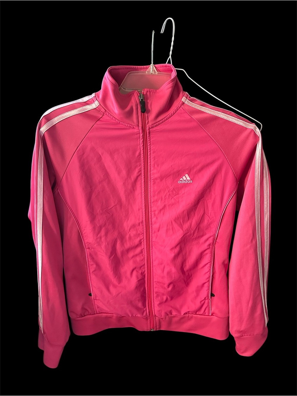 Adidas Girls Pink Track Jacket with Signature Stripes Sz L